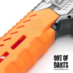 Chance Piston Pump Decorative Barrel Shroud 17 Chance Piston Pump Decorative Barrel Shroud -Out Of Darts Out of Darts 3D Printed External Mods Chance Piston Pump Decorative Barrel Shroud installed logo detail