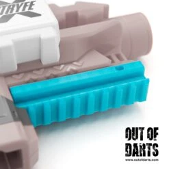 Stryfe X Picatinny Rail Adapter Set -Out Of Darts Out of Darts 3D Printed Parts Stryfe X Picatinny Rail Adapter Set installed on blaster detail front bottom