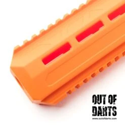Zius BK1s Decorative Barrel Shroud 10 Zius BK1s Decorative Barrel Shroud -Out Of Darts Out of Darts Zius BK1s AEB Orange 3D Printed Decorative Muzzle Barrel Shroud detail side